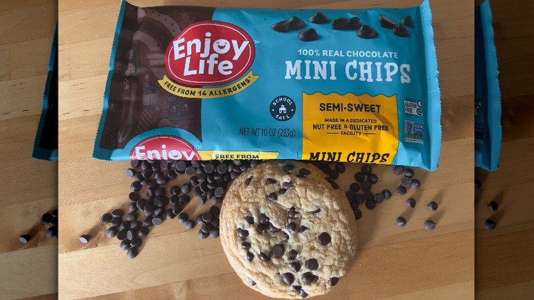 Enjoy Life chocolate chips on counter