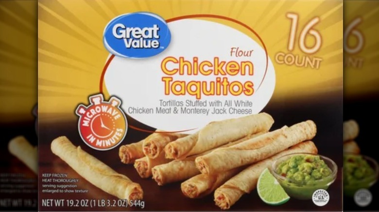 Great Value chicken taquitos box