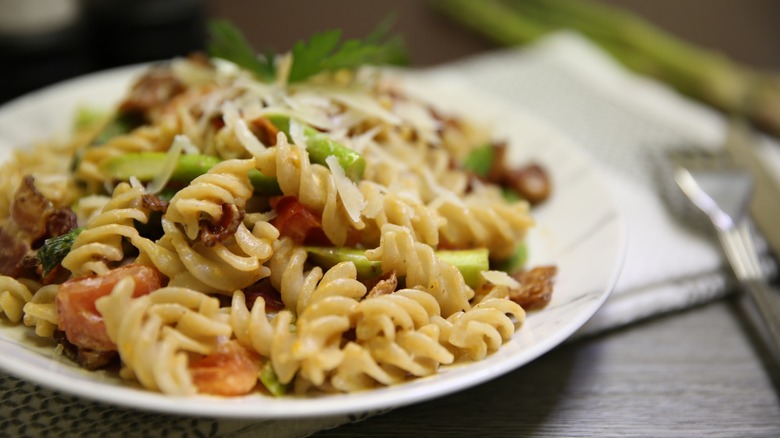 Plate of gluten-free pasta salad