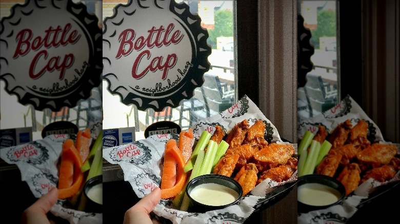 Bottle Cap sign and wings
