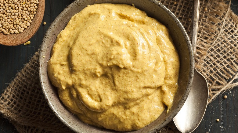 spicy brown mustard in bowl