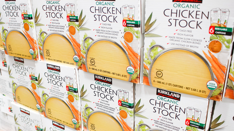 Kirkland chicken stock stacked boxes