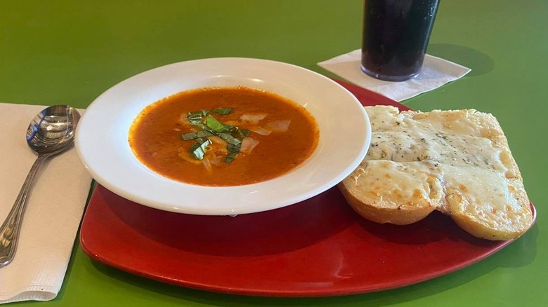 tomato bisque and garlic bread