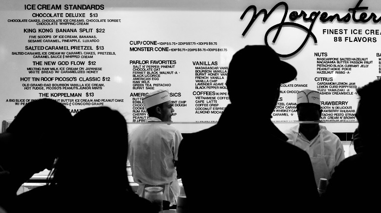 Morgenstern's ie cream menu inside shop