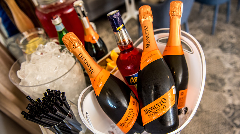 bottles of mionetto prosecco with aperol