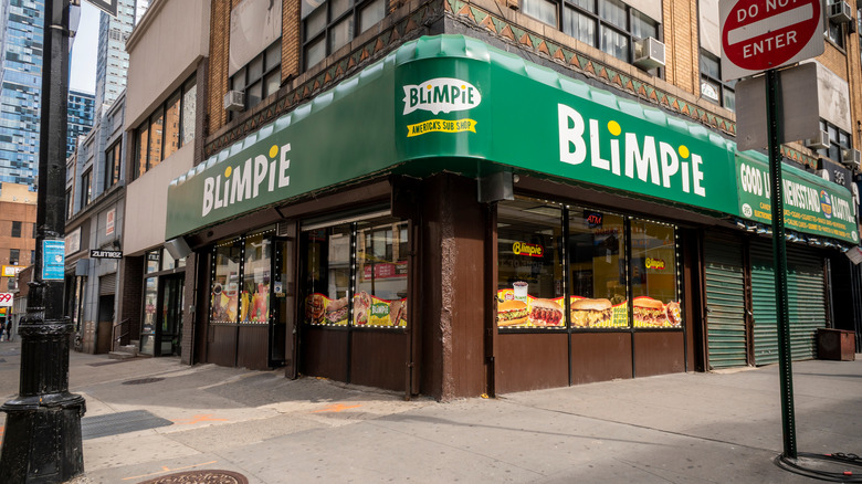 Blimpie storefront on a street corner