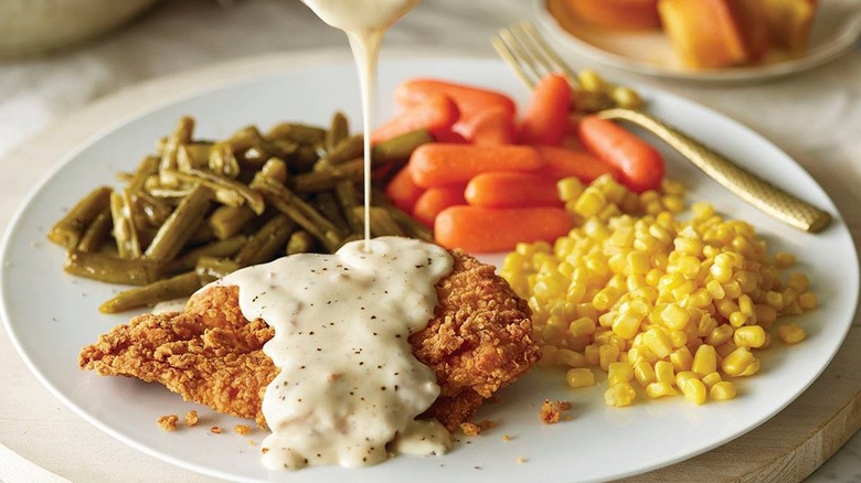 chicken fried chicken with vegetables