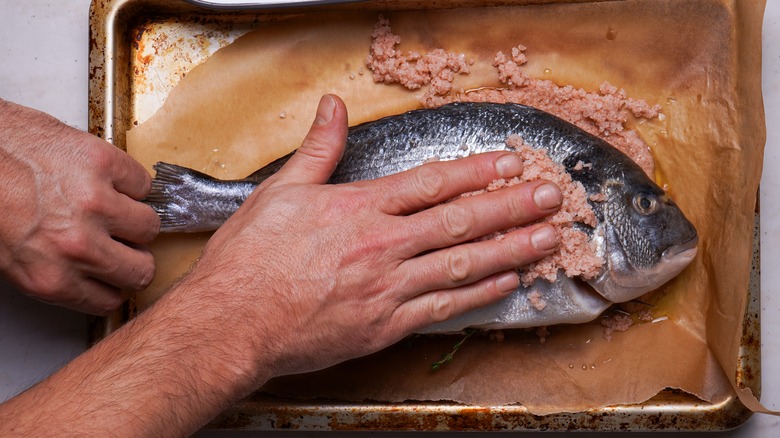 Rubbing salt on sea bream