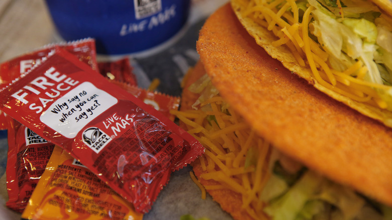 Taco Bell fire sauce and taco