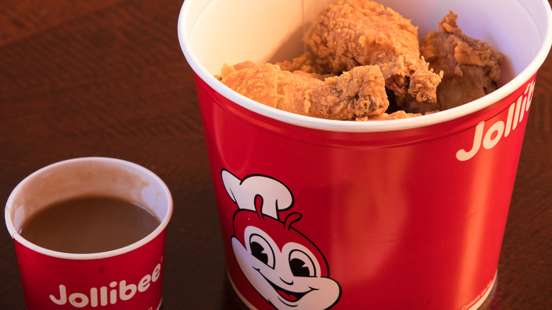 Jollibee bucket of fried chicken