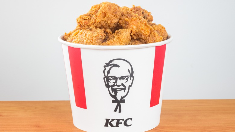 bucket of kfc fried chicken