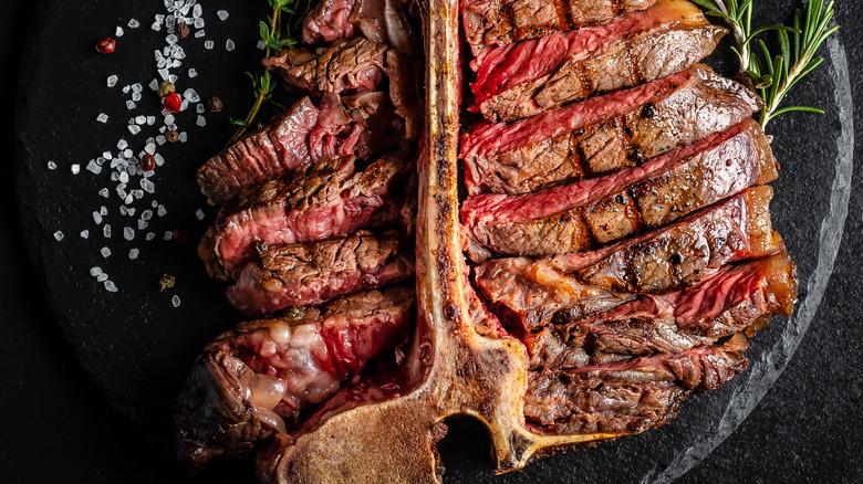 T-bone steak with grill marks