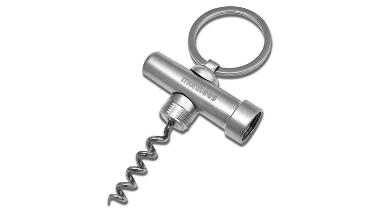 Stainless steel keychain corkscrew