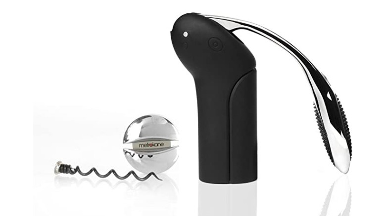 Black and steel wine opener