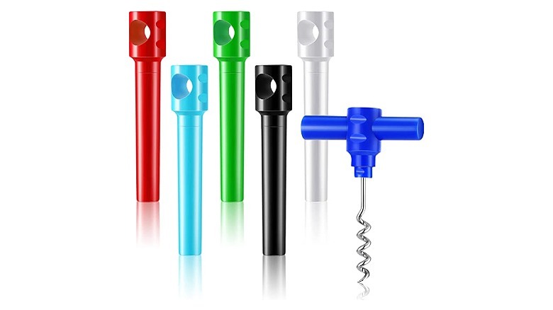 Six colorful travel wine corkscrews