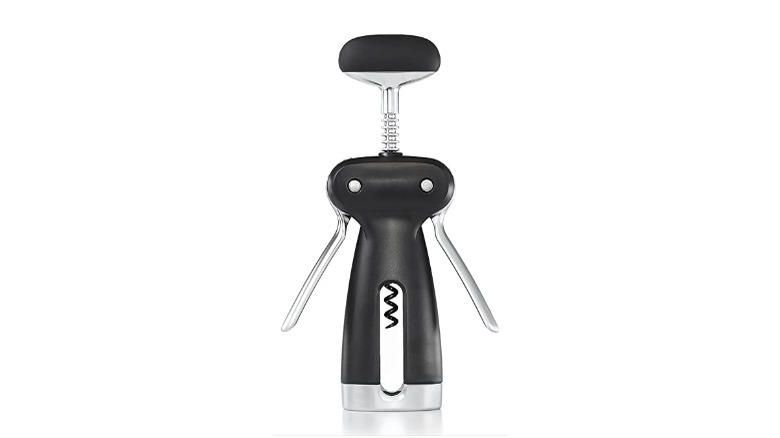 Black and stainless steel corkscrew