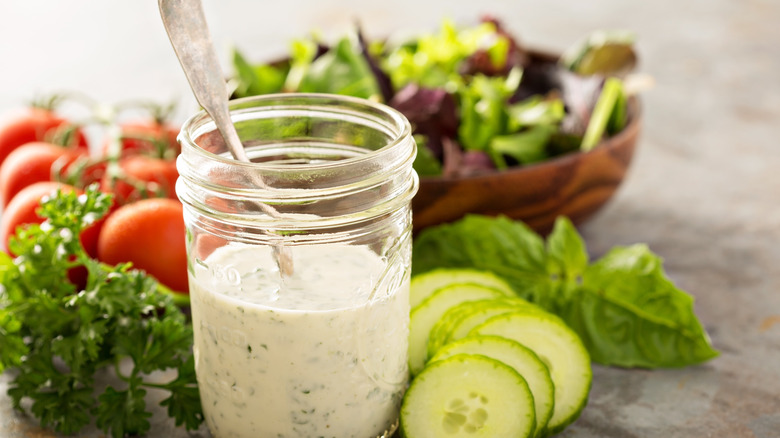 Ranch dressing in jar