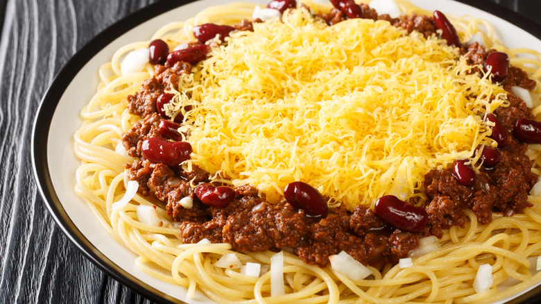 Plate of chili spaghetti