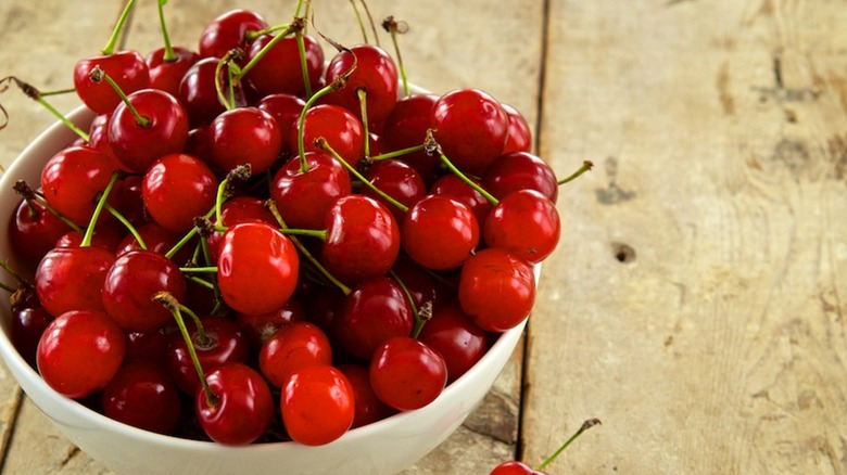 bowl of fresh tart cherries