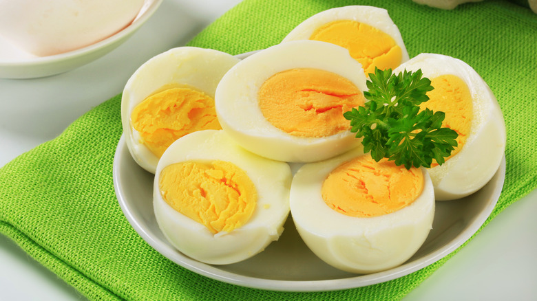 hard-boiled eggs on plate