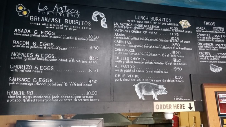 La Azteca Tortilleria menu