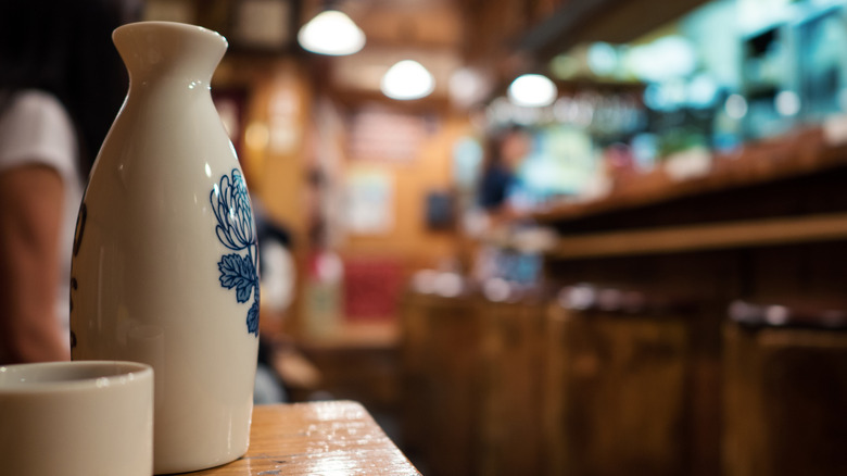 Sake bottle and cup