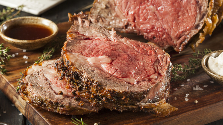 Sliced prime rib from steakhouse