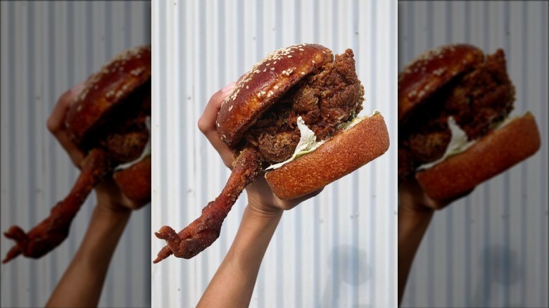 Birdbox's claw on chicken burger