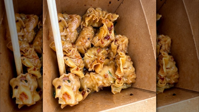 Chili wontons in box