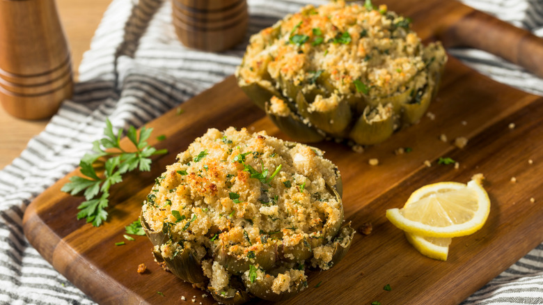 plate of stuffed artichokes