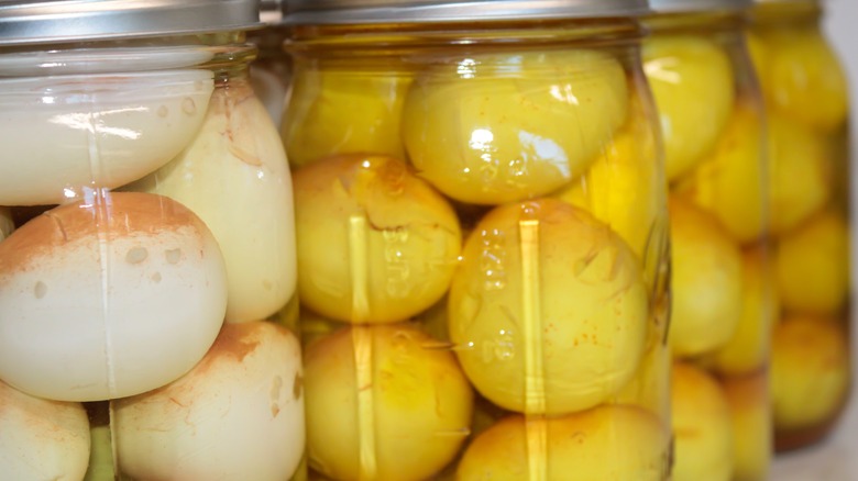 pickled eggs in brine