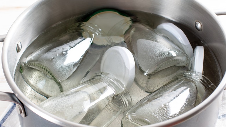 jars being sterilized