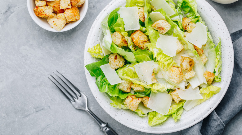 Caesar salad with croutons