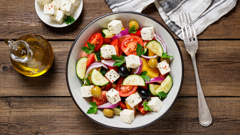 Greek salad in a bowl