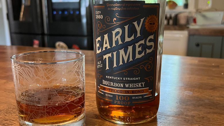 bottle and glass of Early Times