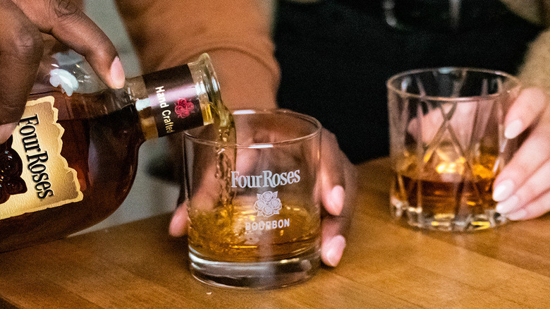 Four Roses bourbon being poured