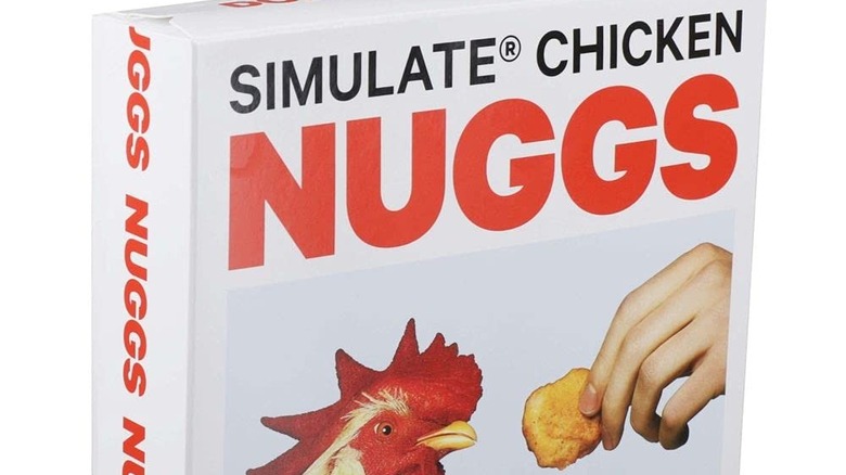 A box of Simulate chicken nuggets white background