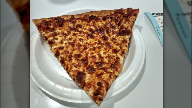 Slice of Costco cheese pizza