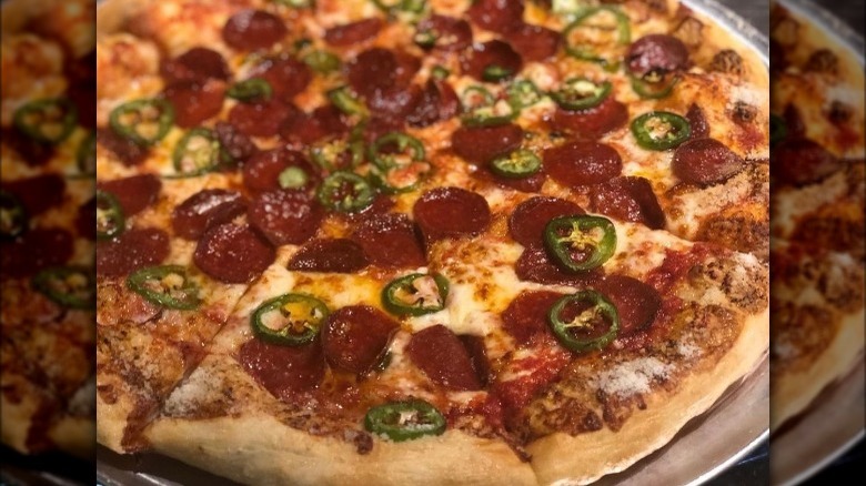 Checker Bar spicy pepperoni pizza