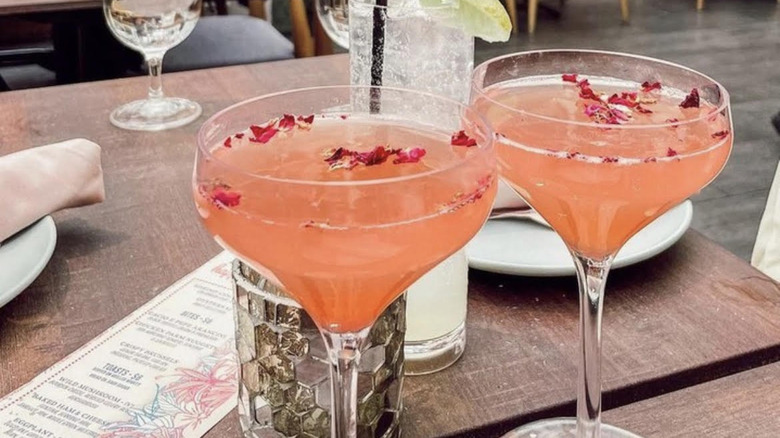 Pink drinks on table