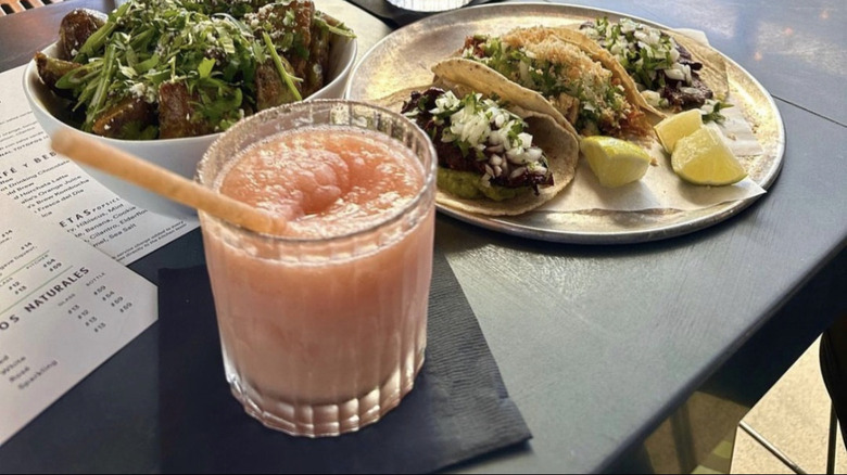 Tacos and pink drink