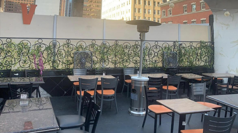 Rooftop restaurant tables and chairs