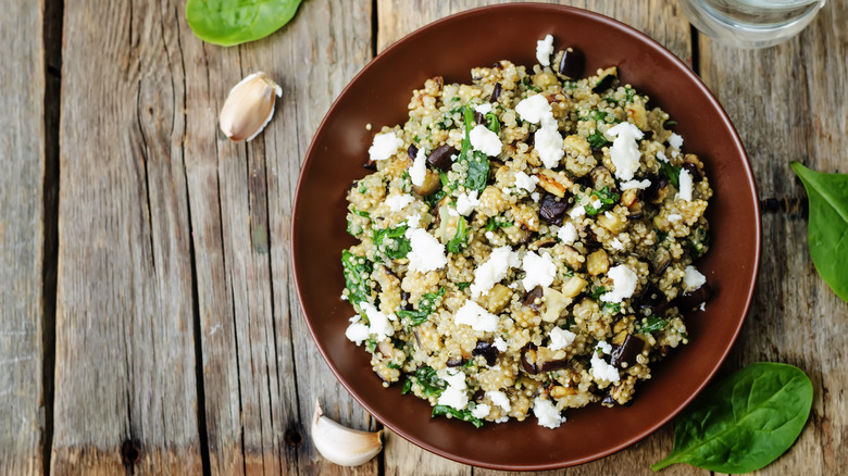 Feta cheese on quinoa