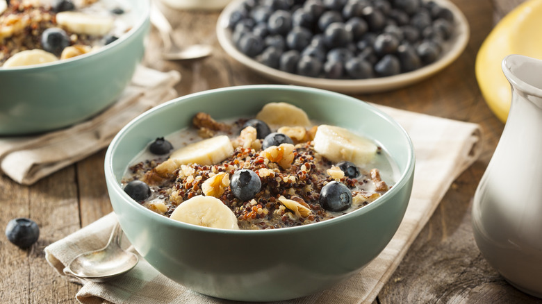 Quinoa with fruit in bowl