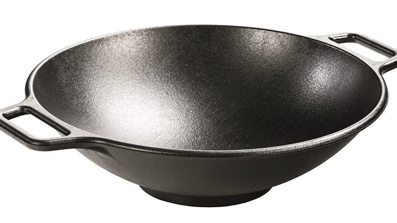 double handle cast iron wok