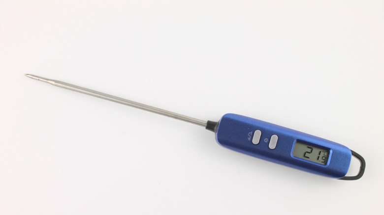 Blue digital cooking thermometer