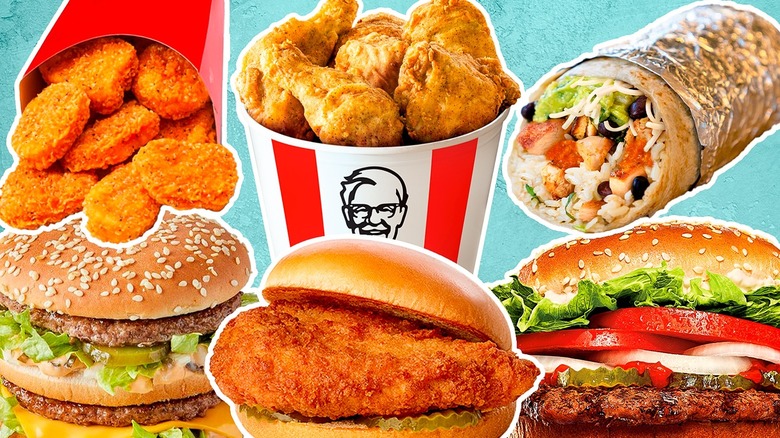 various fast food menu items