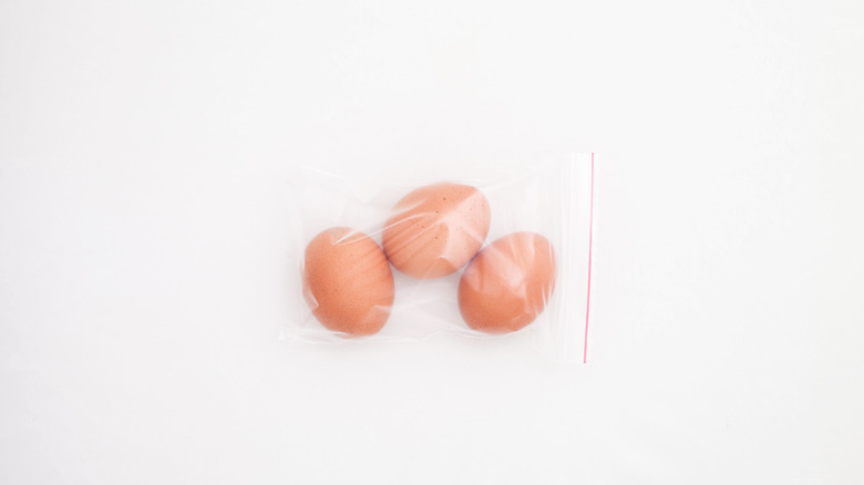 Eggs in a plastic bag 