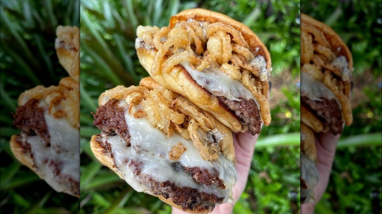 Shake Shack fried onion cheeseburgers