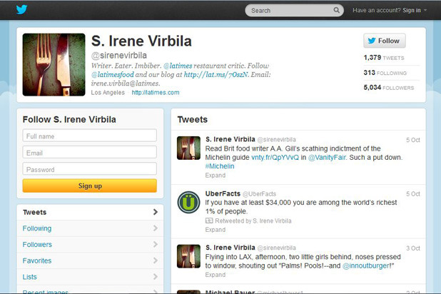 #17 S. Irene Virbila: 5,034 Followers